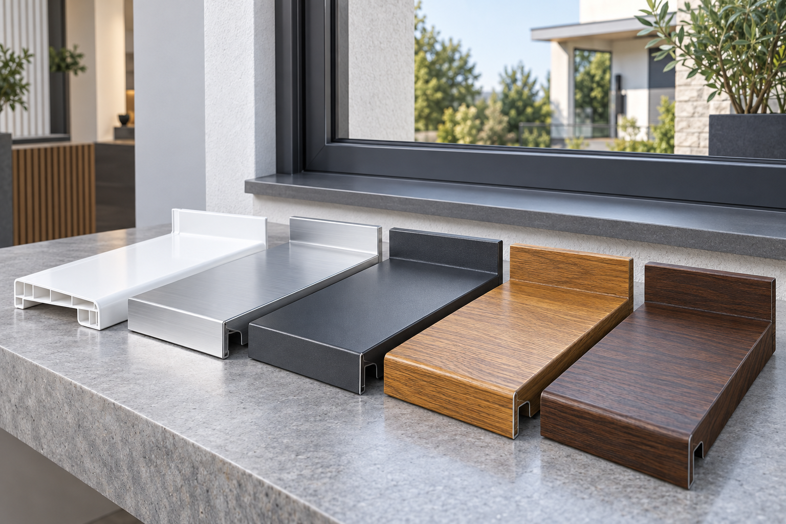 PVC and aluminium window sills în mai multe culori și finishes