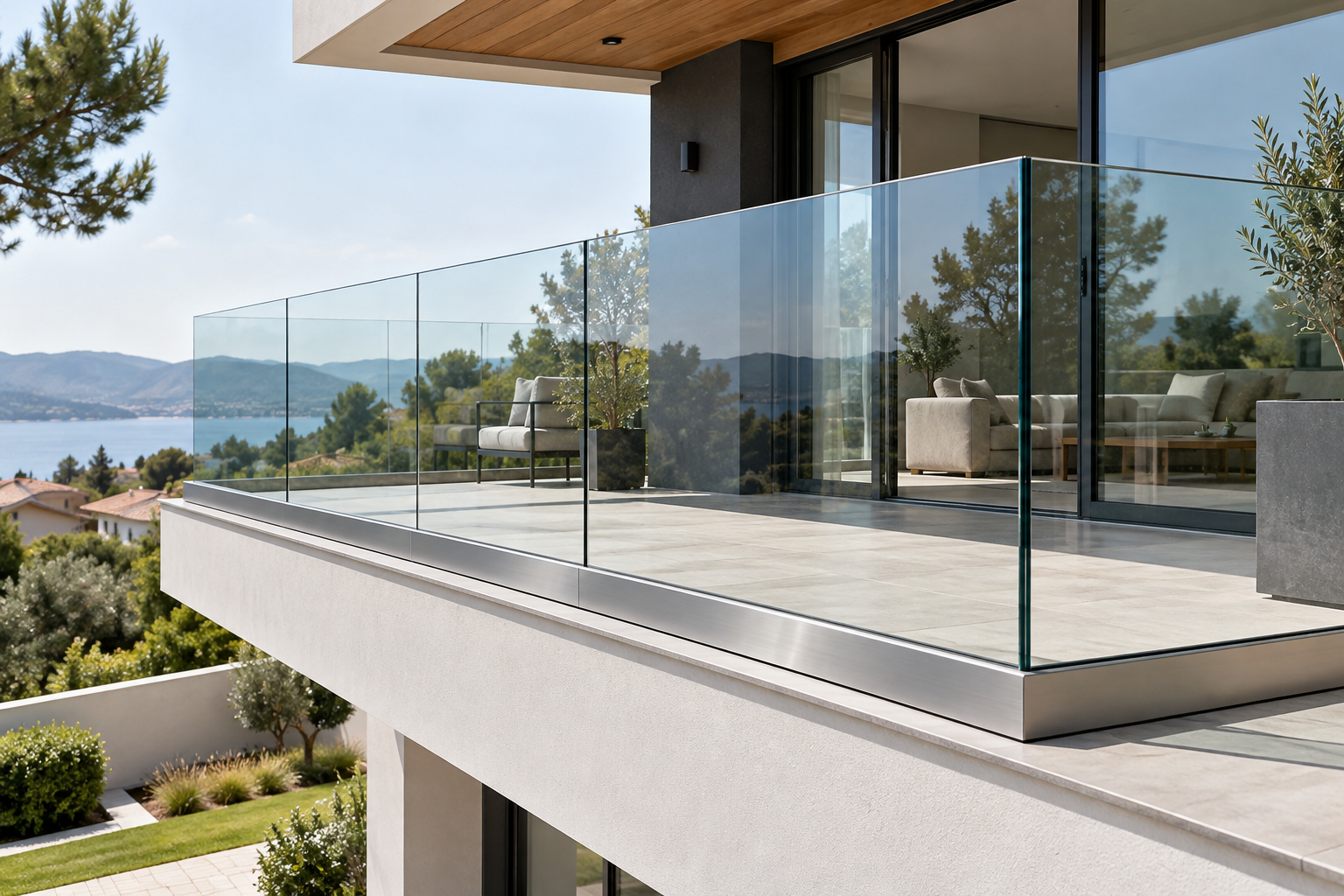 Modern glass railing