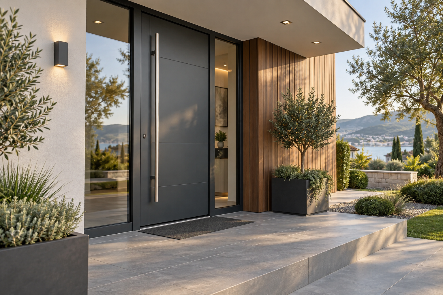 Modern aluminium entrance door